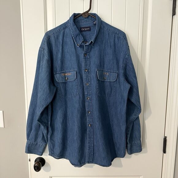 Vintage Tennessee Volunteers Denim Button Down Shirt Vols Men’s Size XL - Picture 1 of 5